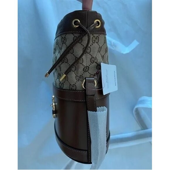 Gucci Brown Bucket GG Chocolate Horse Bit 1955 Calfskin Leather Handbag Bag NEW main image 11